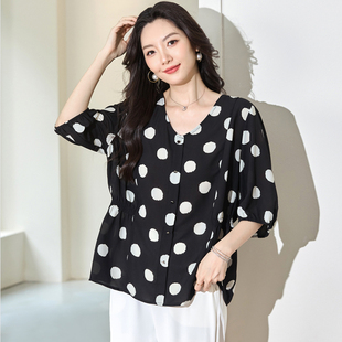 T恤衫 大码 短袖 洋气时尚 女装 胖妹妹宽松显瘦雪纺上衣200斤胖mm夏装