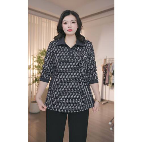 胖mm宽松显瘦洋气复古T恤长袖