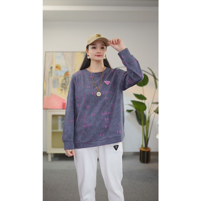 200斤胖mm宽松显瘦时尚长袖T恤