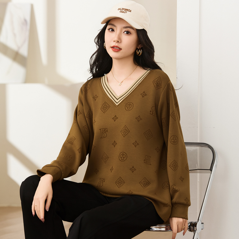 胖妹妹秋装洋气时尚显瘦长袖T恤