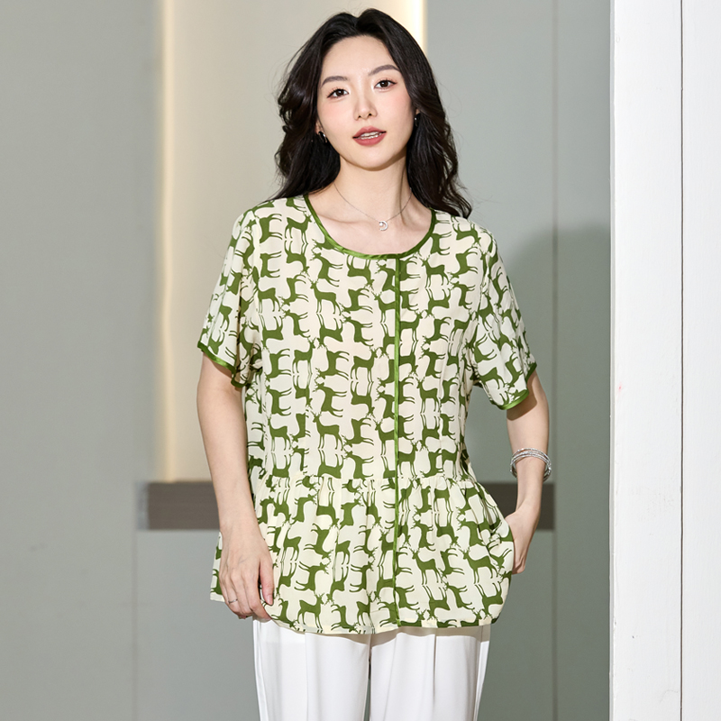 胖妹妹夏装洋气时尚短袖T恤衫