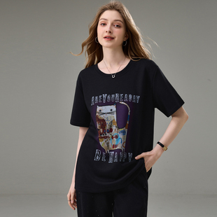 新款 夏装 200斤胖妹妹洋气时尚 上衣胖mm宽松显瘦短袖 大码 T恤衫 女装