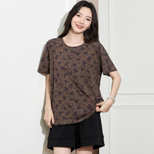 200斤胖mm夏装洋气时尚短袖T恤衫