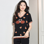 T恤衫 大码 胖mm宽松显瘦休闲上衣 洋气时尚 短袖 女装 200斤胖妹妹夏装