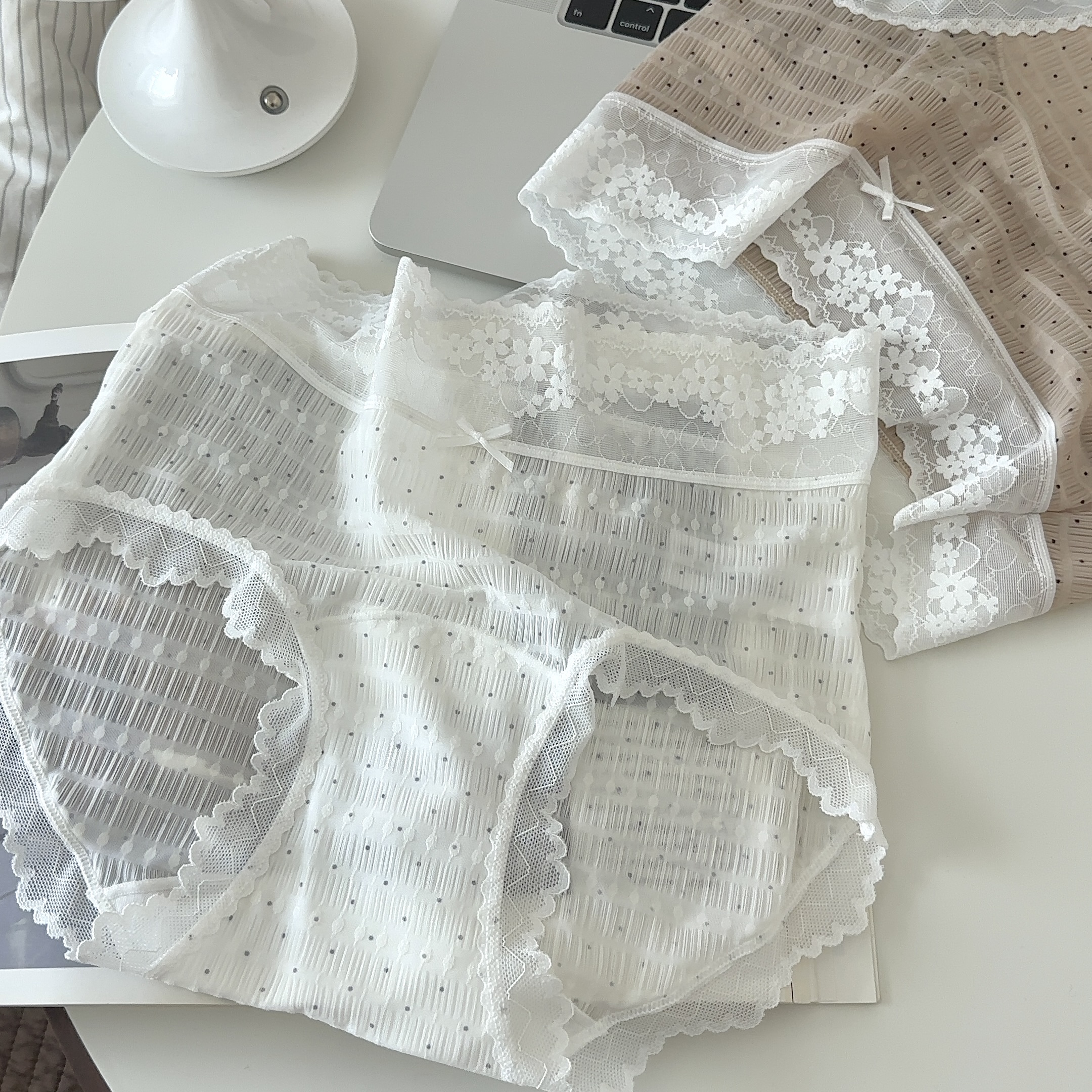 “日落尤其温柔”甜美纯欲泡泡云朵纱10A抑菌加长裆内裤女纯棉裆