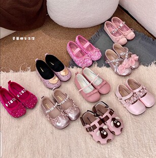 2026春夏季新款韩系女童公主鞋粉色水钻法式玛丽珍小皮鞋舞蹈单鞋