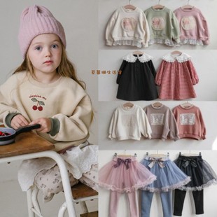 加绒卫衣网纱裙套装 草莓珊女孩气质甜美打底衫 韩国童装 2025秋冬季