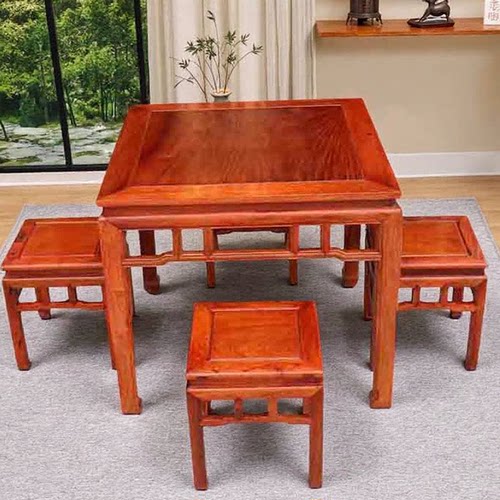 红木缅花梨木四方餐桌大果紫檀