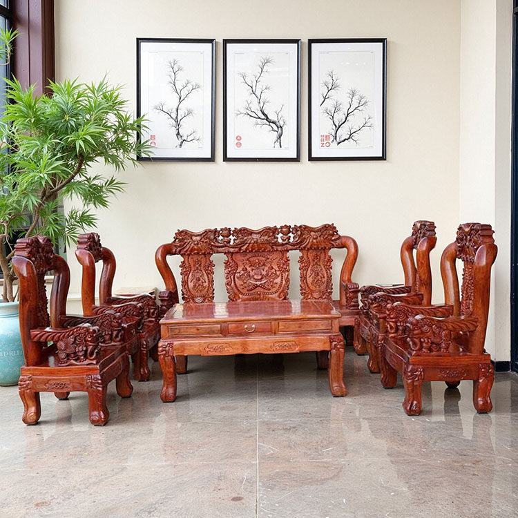 红木缅甸花梨木战国大象沙发新款13公分雕花象头大果紫檀实木中式