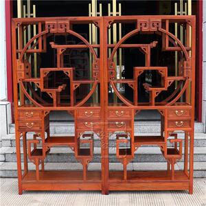 红木缅甸花梨木博古架大果紫檀实木龙头中式多宝阁独板展示柜卯榫