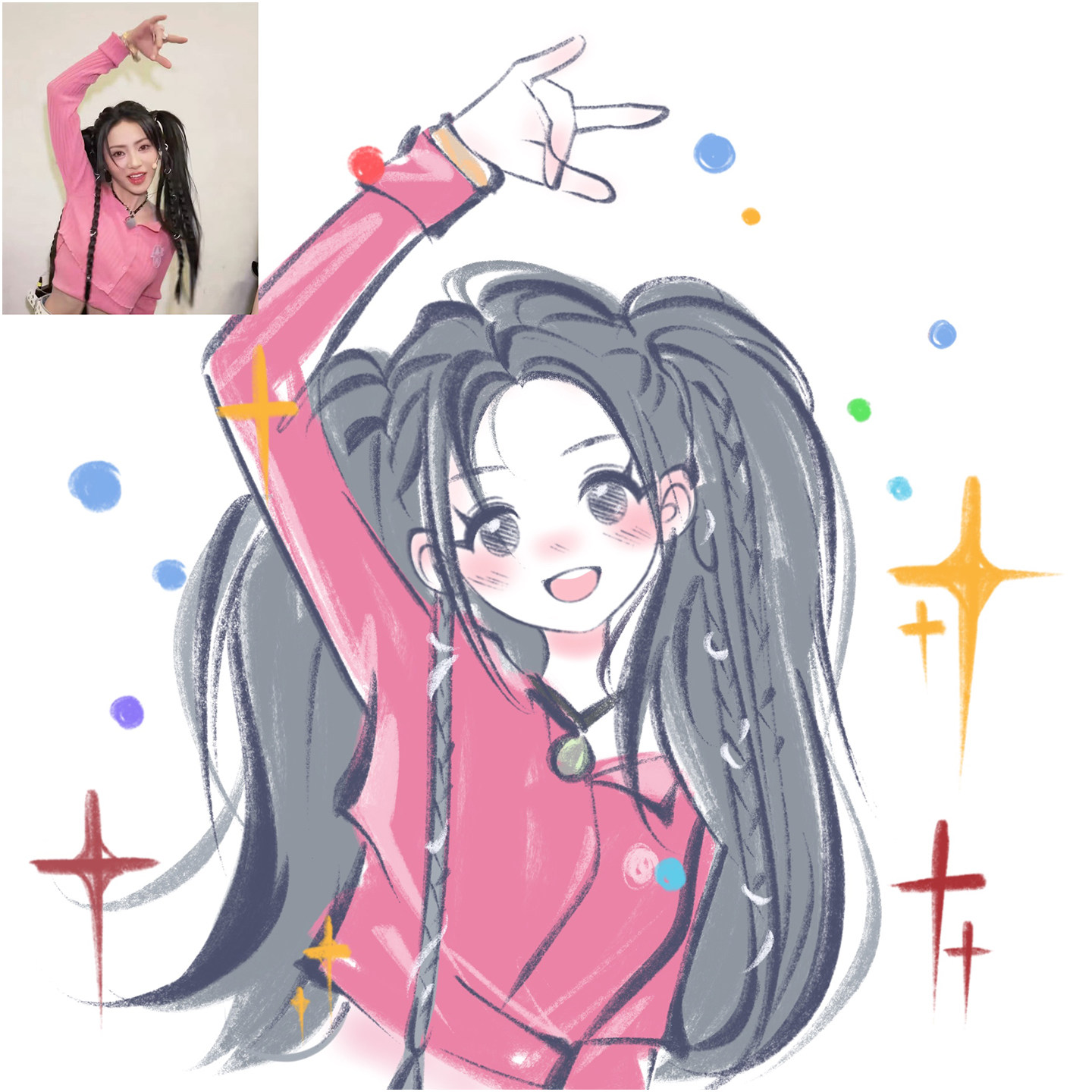 Q版手绘真人漫画定制情侣头像图片