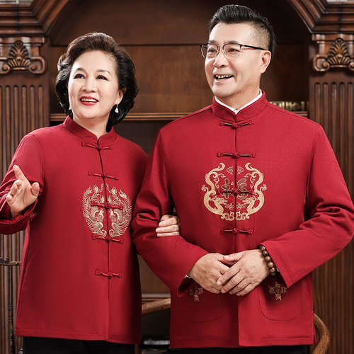 中老年老人唐装情侣外套