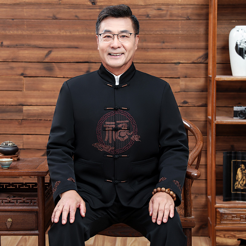 唐装中老年爸爸外套春秋夹克套装