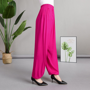 广场舞棉绸灯笼裤 2025夏季 中老年松紧腰妈妈装 男女加长太极裤 薄款