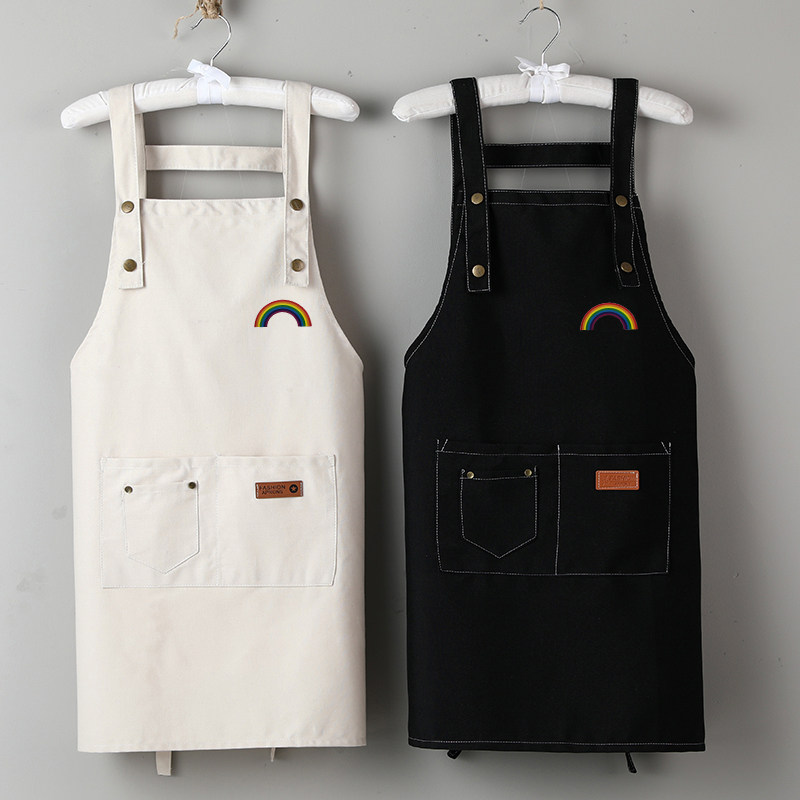 围裙女工作上班餐饮专用背带定制logo印字厨房家用美甲花店烘焙