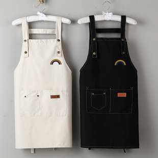 围裙女工作上班餐饮专用背带定制logo印字厨房家用美甲花店烘焙