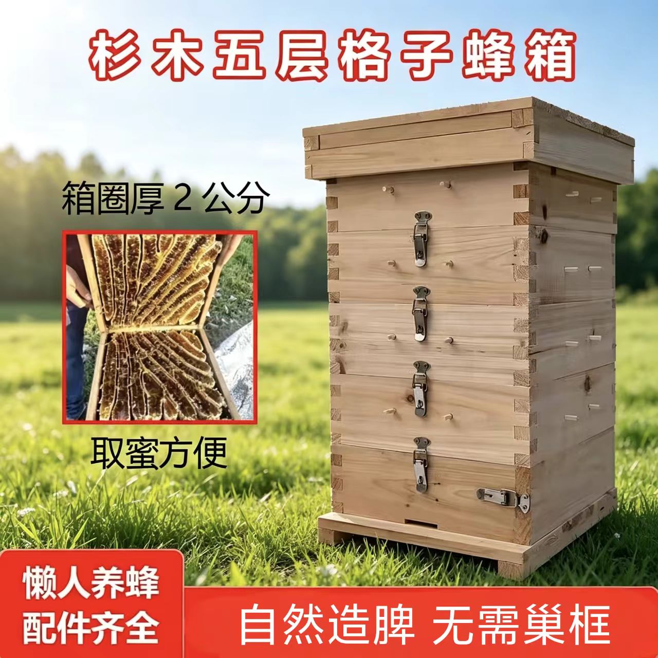 养蜂蜜蜂格子蜂箱杉木图片