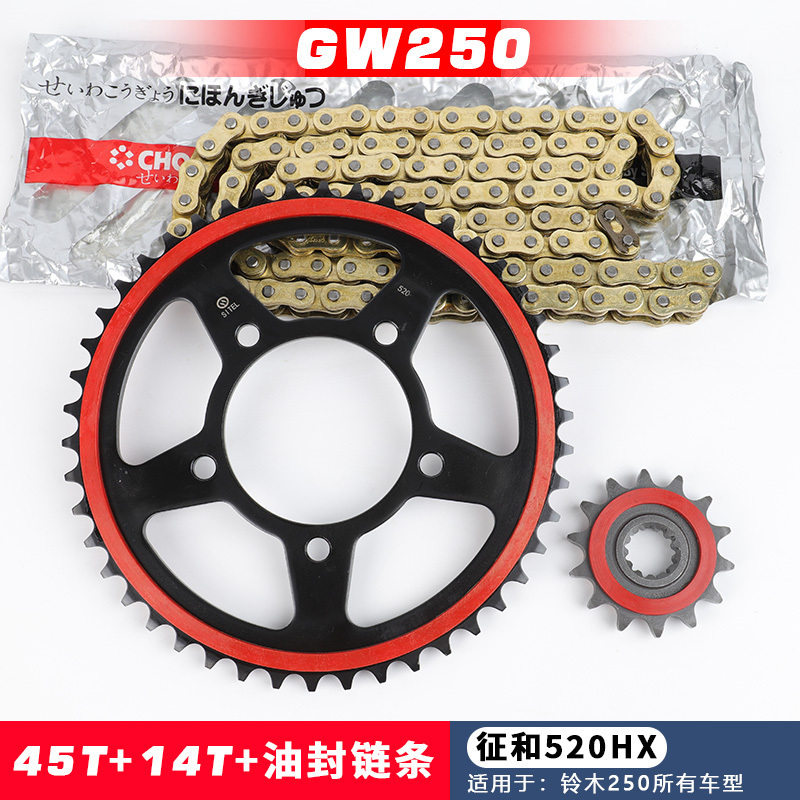适用铃木GW250 GSX250RDL250牙盘链盘大小飞静音征和油封链条套链