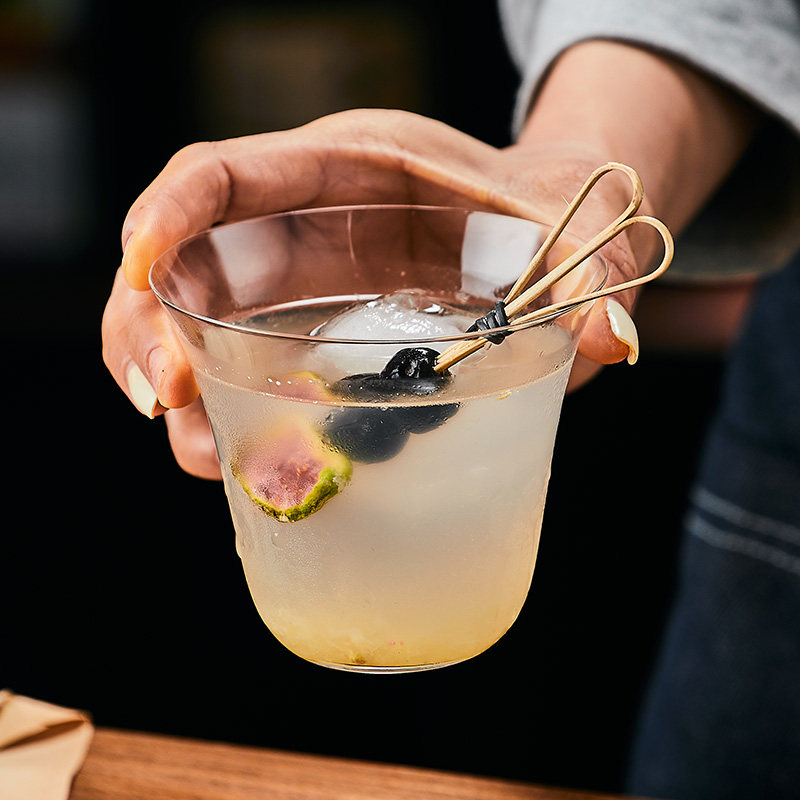 日式300ml超薄款威士忌杯阔口鸡尾酒杯水杯酒吧商用拿铁冰咖啡杯
