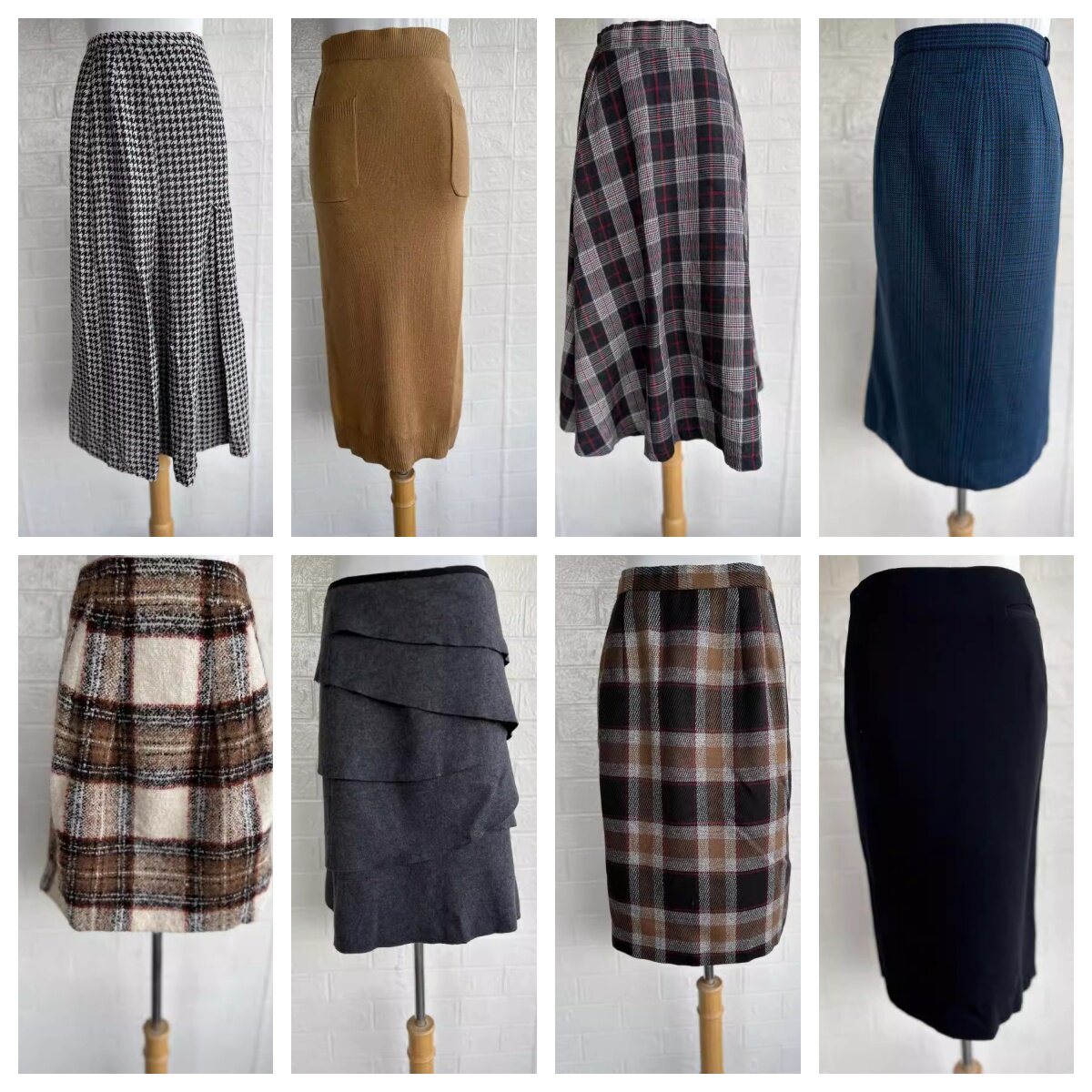 厚款日系vintage复古着森系田园风小清新碎花波点中长半身裙