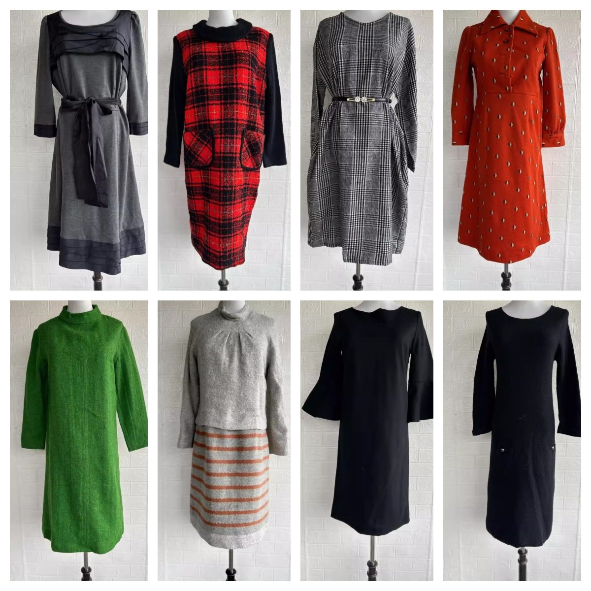 厚款vintage复古着森系田园风小清新碎花波点中长半身裙