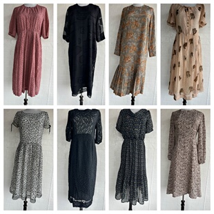 vintage复古着孤品巴洛克森系小清新棉质雪纺连衣裙