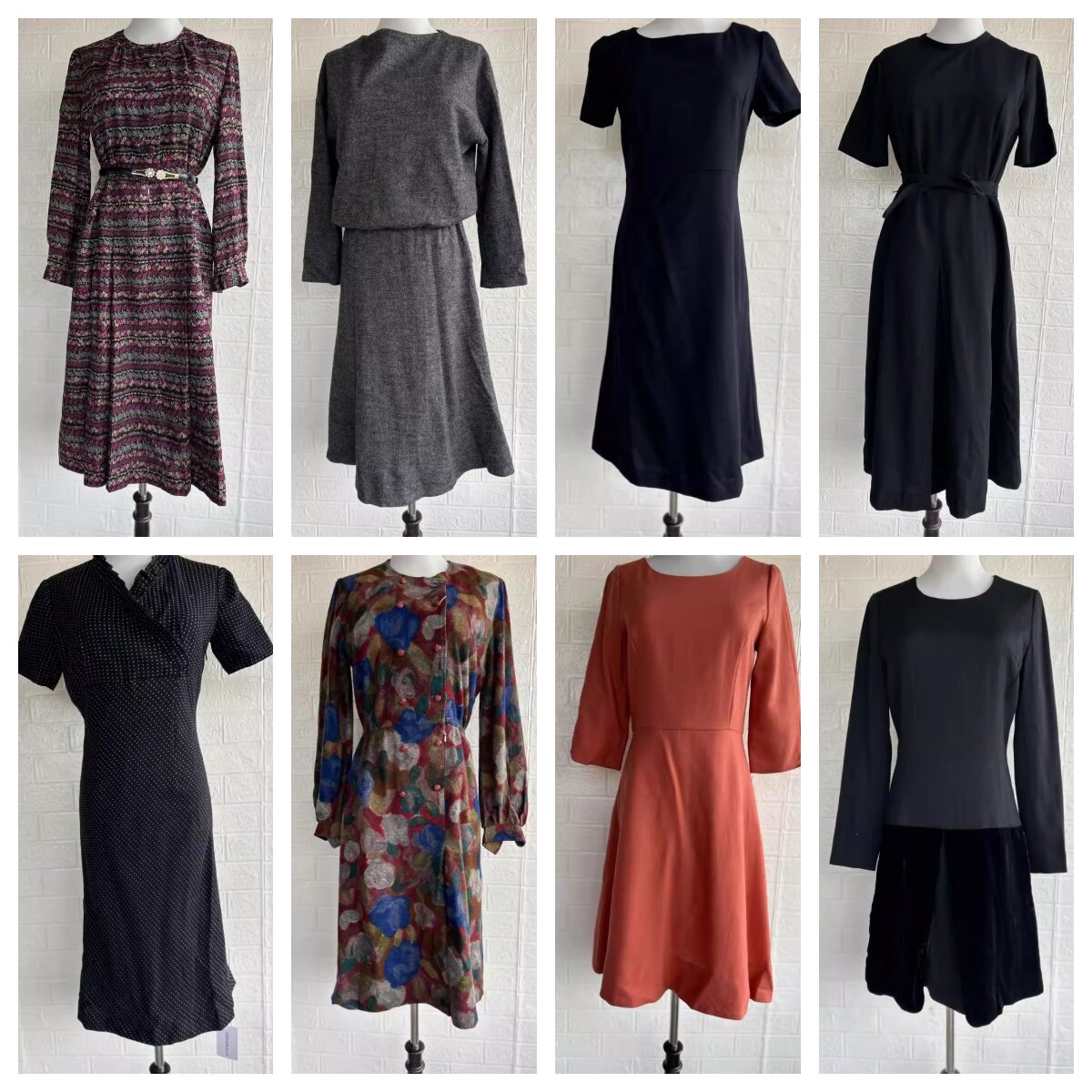 厚款vintage复古着森系田园风小清新碎花波点中长半身裙