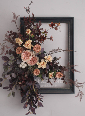 仿真花复古月季玫瑰创意墙饰 壁挂花艺摆件 店铺墙面装饰摄影道具