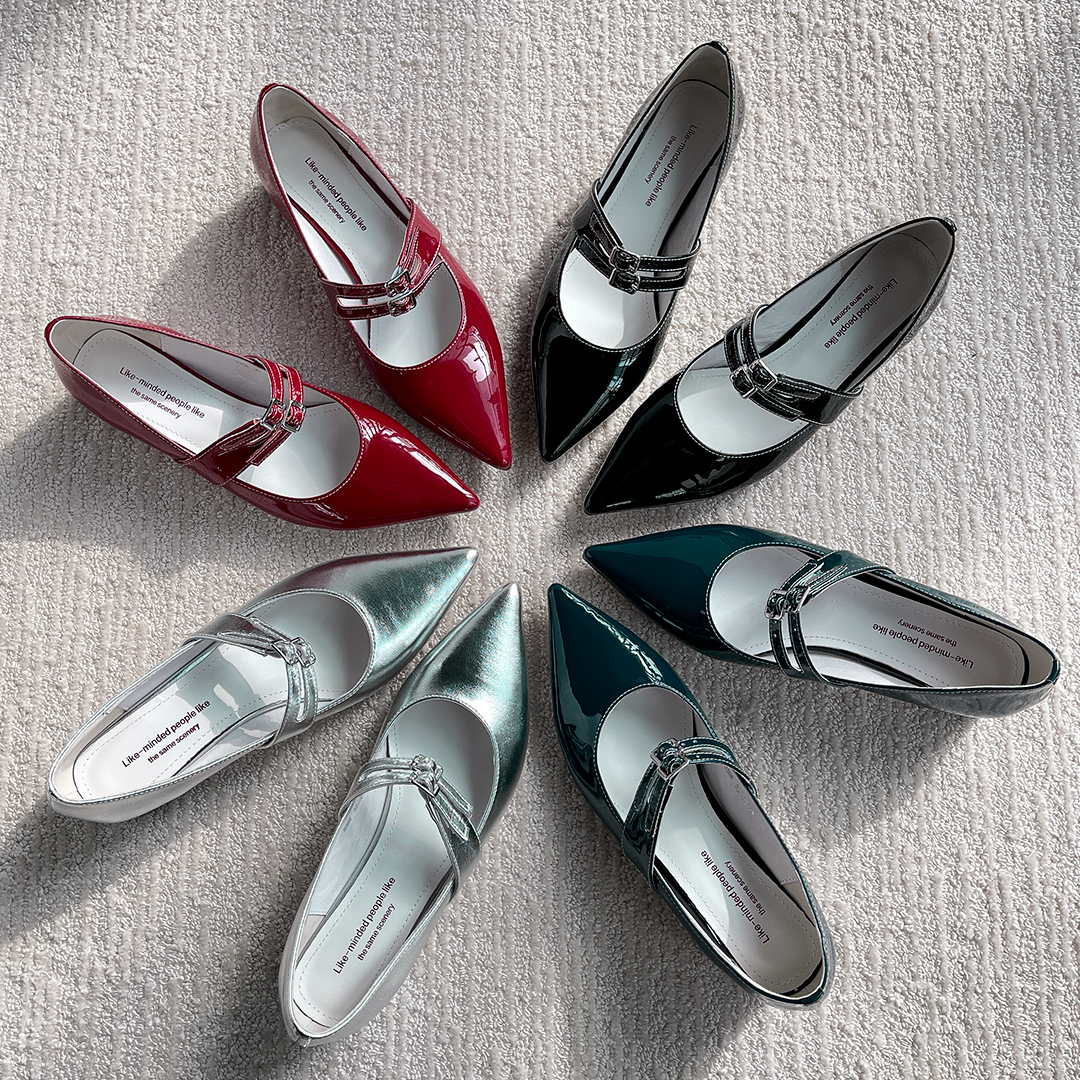 头层牛皮尖头浅口单鞋