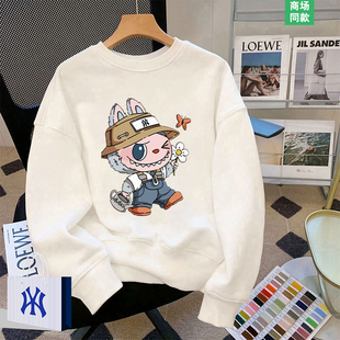 拉布布圆领卫衣女款春秋季2025正流行韩版潮洋气宽松无帽长袖上衣