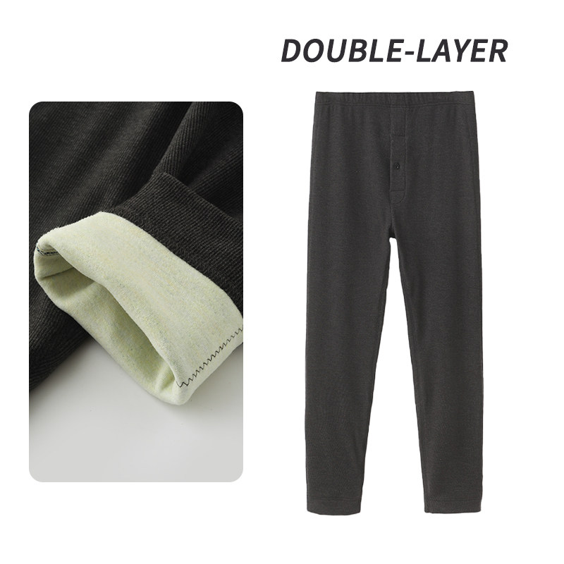 600克加绒加厚保暖裤男士双层打底裤发热腈纶双面绒秋裤棉毛裤男