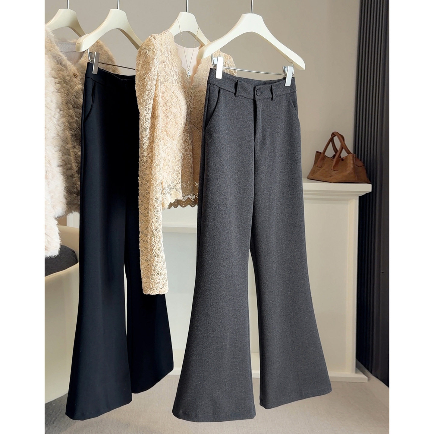 韩版气质高腰毛呢微喇裤女秋冬季加厚小个子显高显腿长喇叭长裤子,女装/女士精品,休闲裤,淘宝优惠券,粉丝福利购,淘宝优惠卷