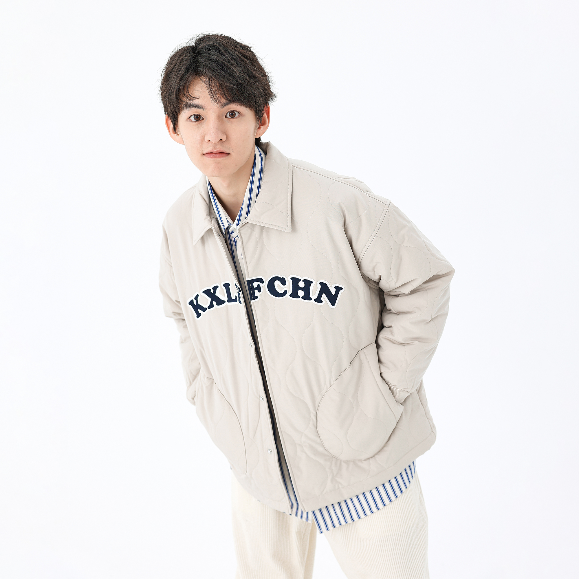 KXLFCHN日系潮牌轻薄刺绣棉服