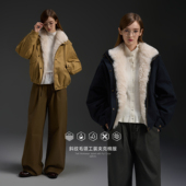 KXLFCHN空穴来风斜纹可拆卸毛领工装 夹克棉服外套加厚加绒上衣女