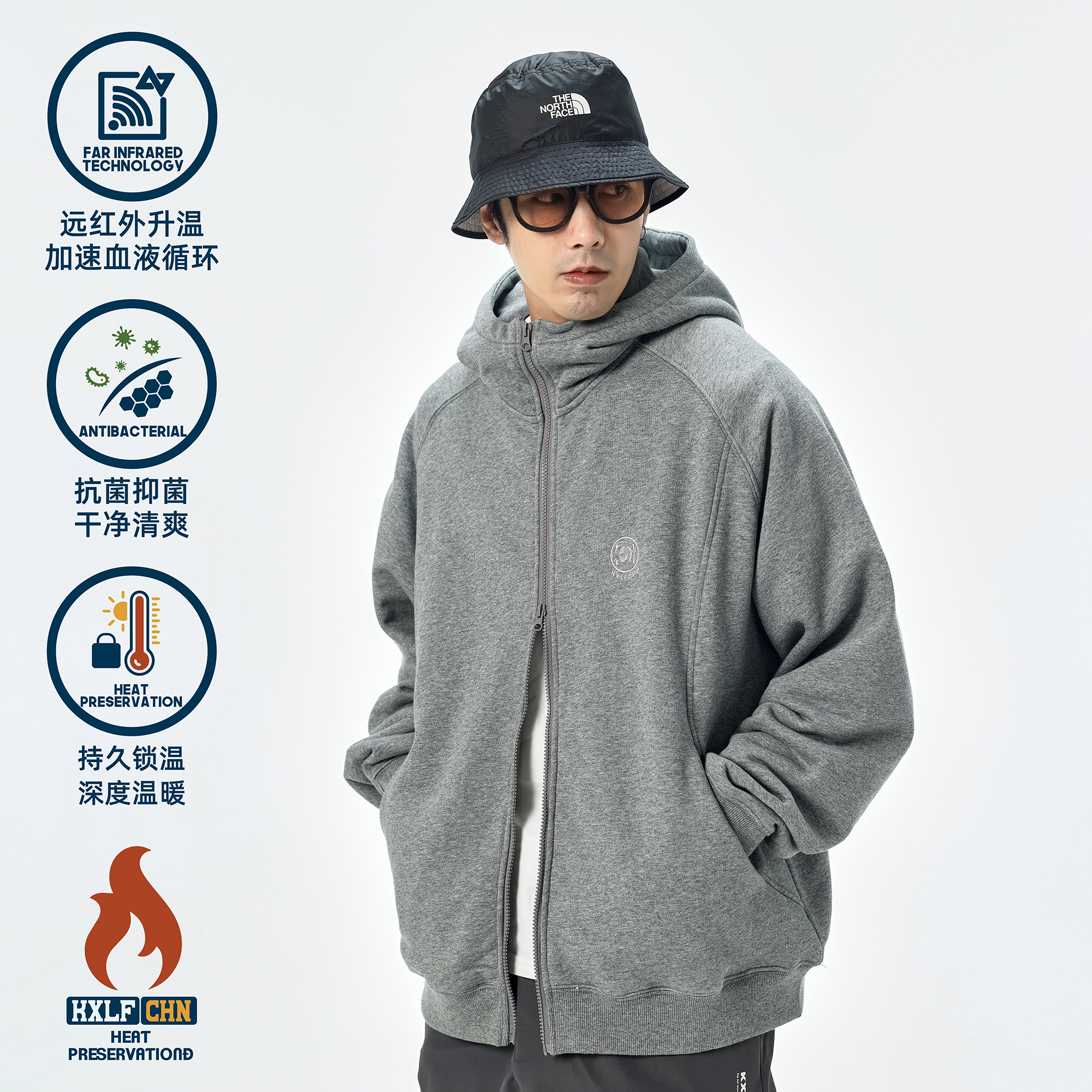 KXLFCHN空穴来风高领开衫卫衣