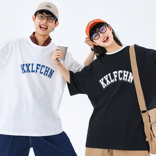 潮牌印花纯棉圆领宽松男女情侣半袖 T恤夏季 短袖 KXLFCHN空穴来风