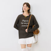 休闲字母长袖 宽松款 上衣女 春秋百搭刺绣针织罩衫 KXLFCHN空穴来风