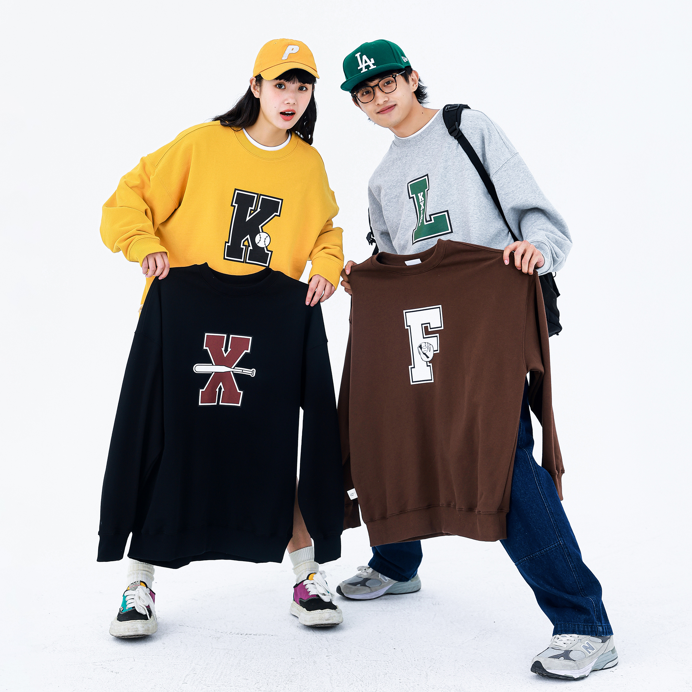 KXLFCHN圆领印花宽松套头卫衣