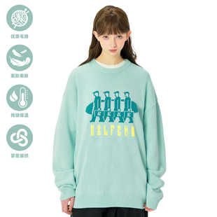 针织衫 KXLFCHN空穴来风 圆领印花毛衣男秋冬潮牌宽松百搭套头长袖