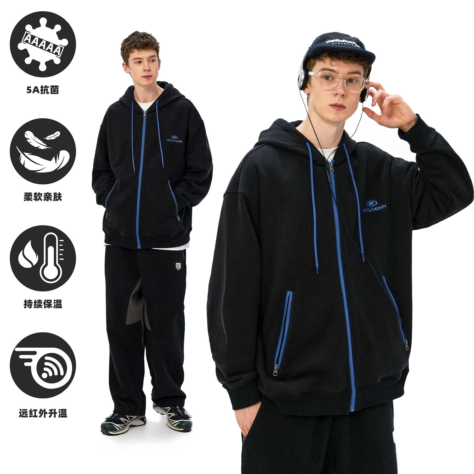 KXLFCHN连帽拉链卫衣外套