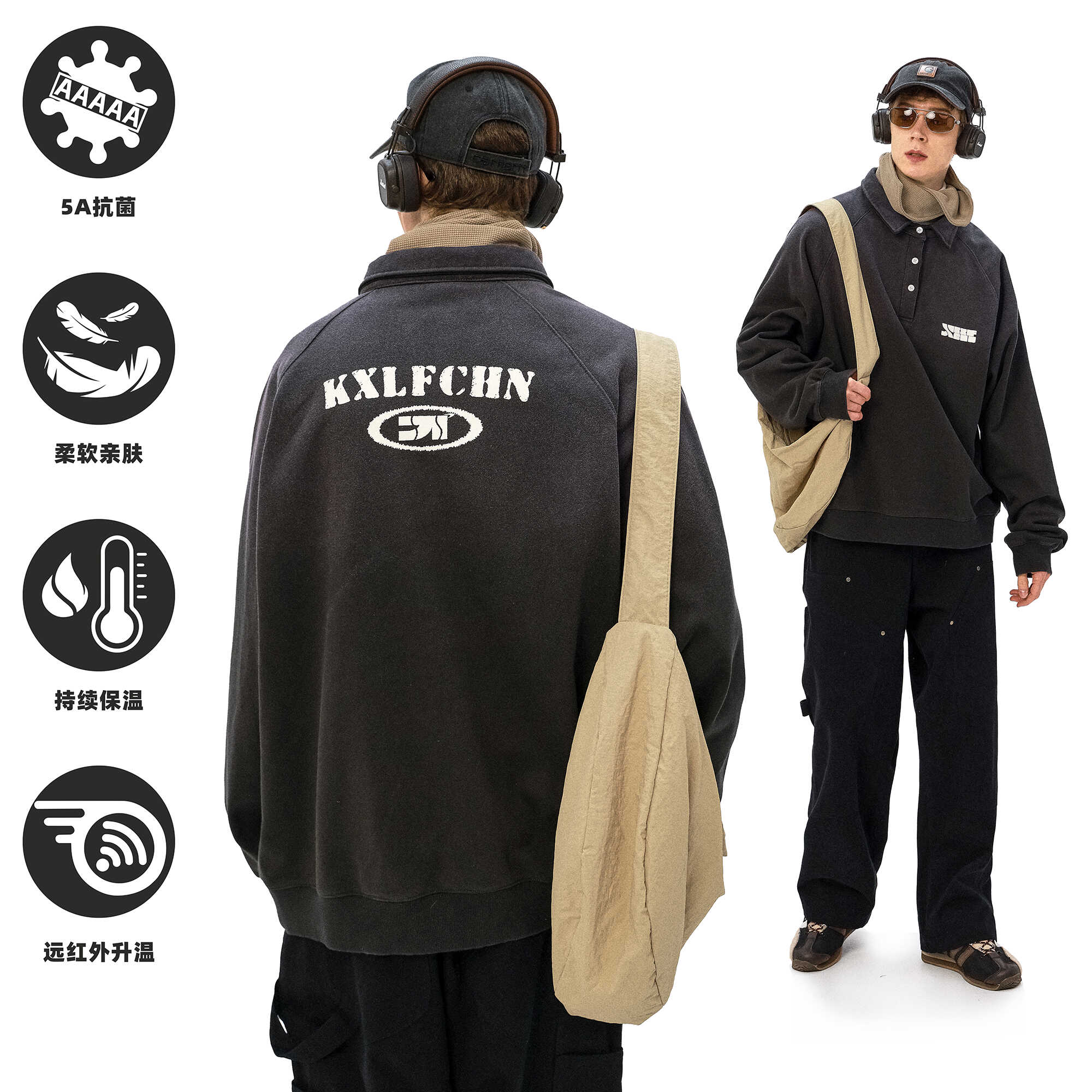 KXLFCHN水洗渐变POLO衫设计感