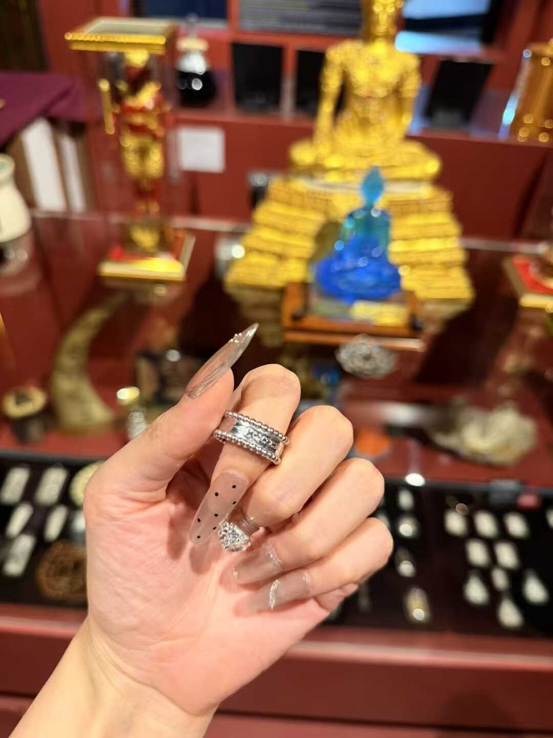 泰国清迈银庙兰纳吸金指环镀铂金男女同款情侣本命年,特色手工艺,泰国特色,淘宝优惠券,粉丝福利购,淘宝优惠卷