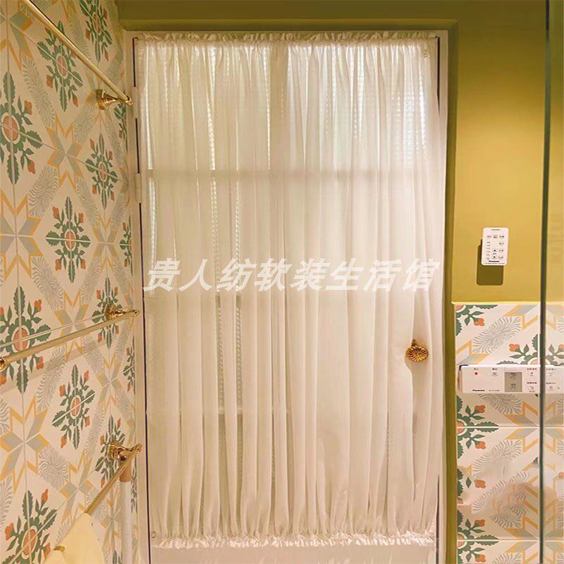 免打孔不透人极窄边框长虹玻璃门纱帘遮挡魔术贴门帘法式绷帘窗帘