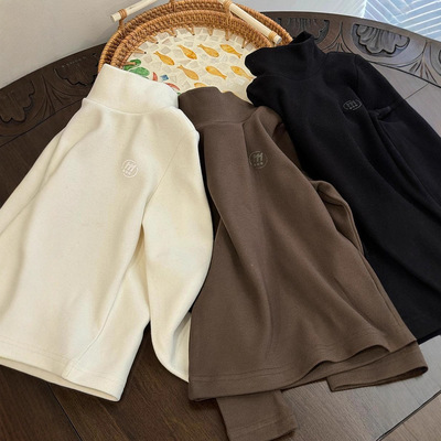 豆丁工坊儿童德绒打底衫内搭秋冬洋气男童加厚加绒长袖T恤半高领