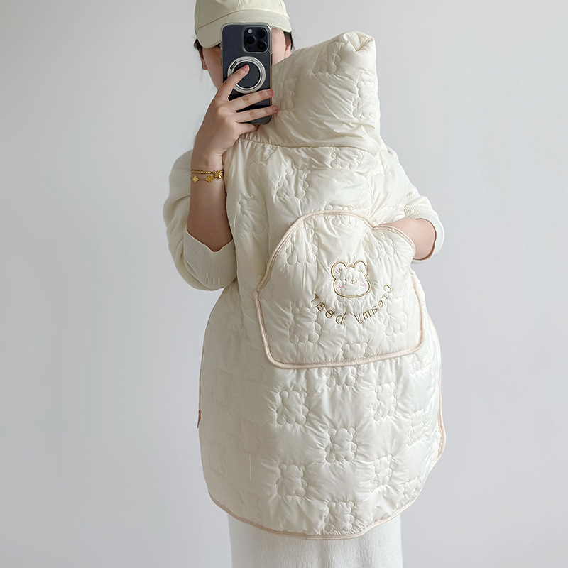 豆丁工坊婴儿秋冬季加厚披风斗篷夹棉抱被宝宝外出挡风披肩保暖