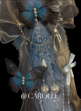 CAROLLL自留超梦幻！绝美蝴蝶项圈狐狸毛绒w巴