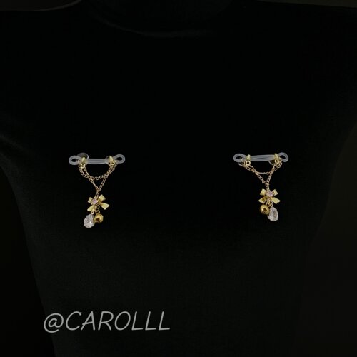 CAROLLL精致小蝴蝶镶钻铃铛r环免穿孔皮筋ru环