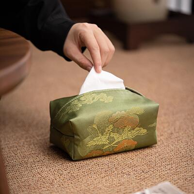 锦缎纸巾包织锦云松多色布艺