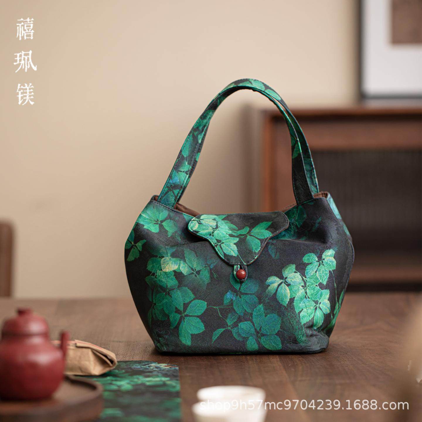 中式缎面茶事包一壶六杯加厚收纳袋户外盖碗茶杯收纳包茶具收纳盒,收纳整理,茶具收纳盒,淘宝优惠券,粉丝福利购,淘宝优惠卷