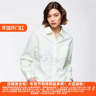 丽新折扣女装 P飘 系列25秋冬新款年轻都市女性翻领烫钻休闲衬衫